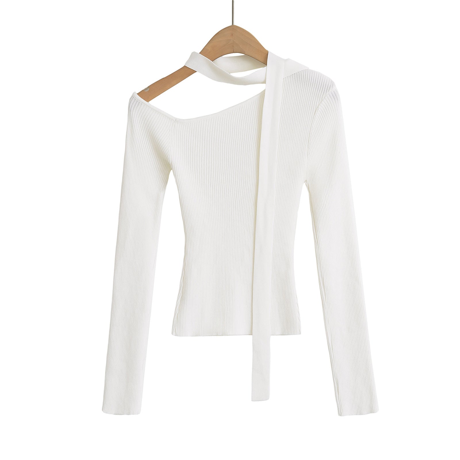 Slanted collar off shoulder top