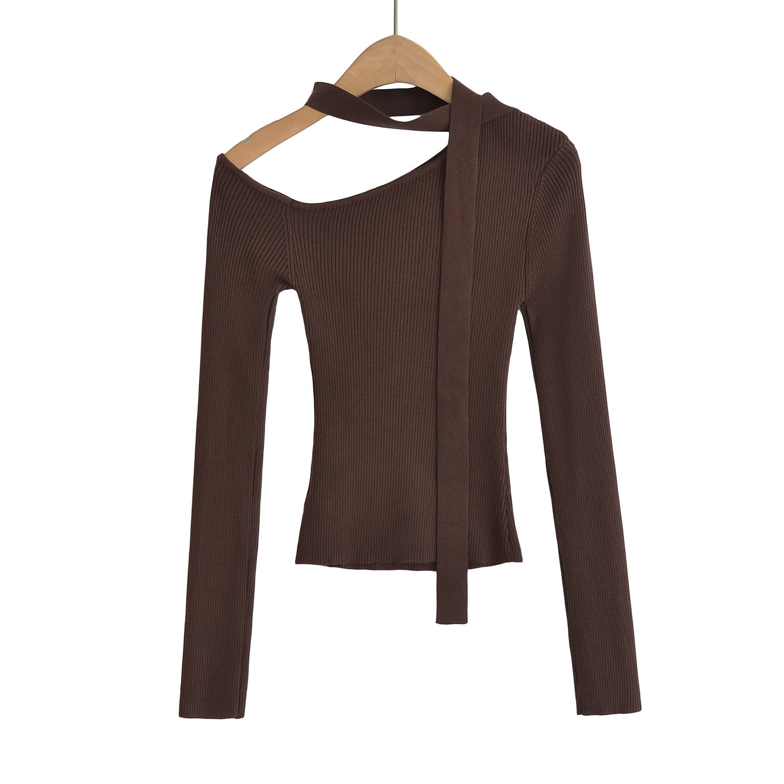 Slanted collar off shoulder top