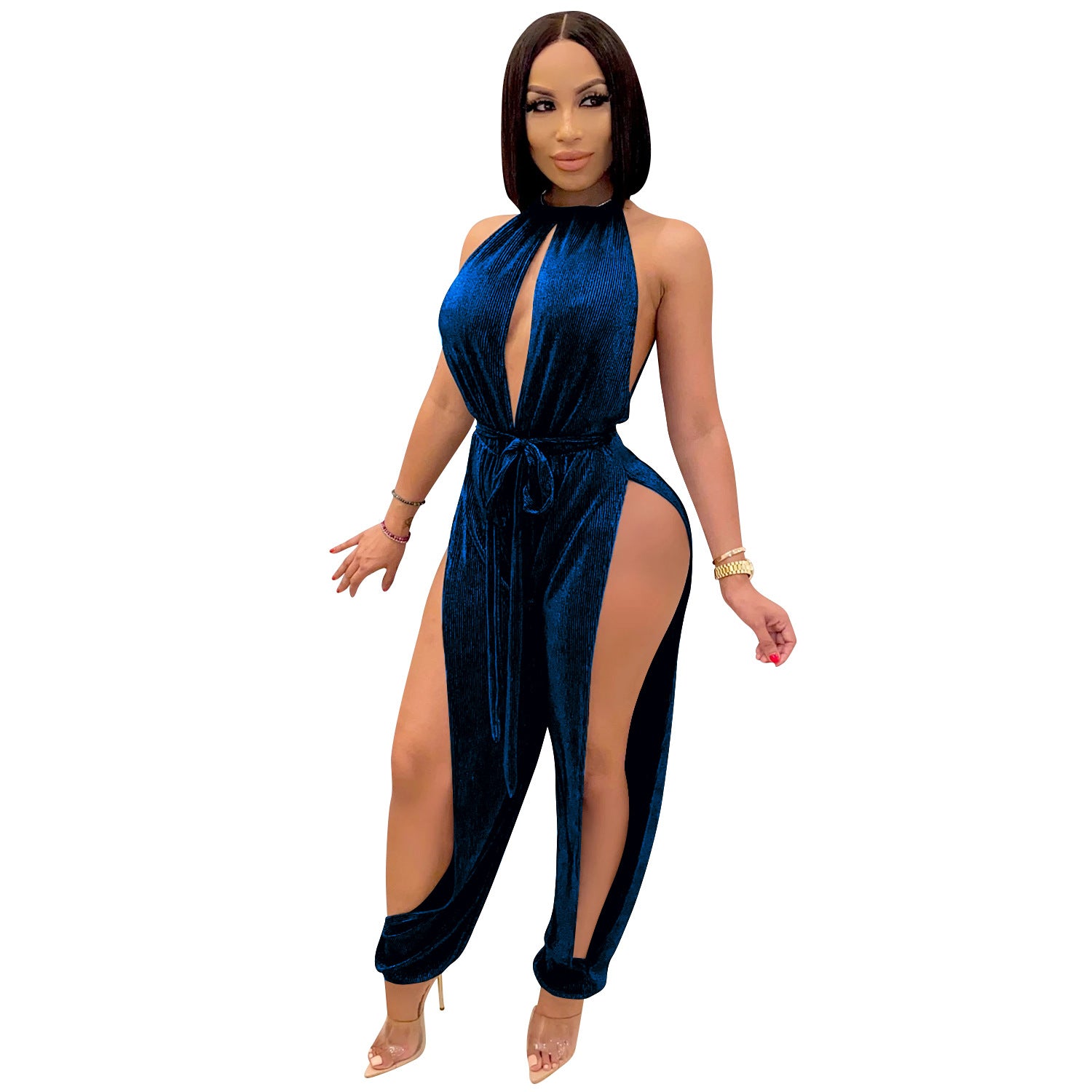 Elastic Split Women's Jumpsuit