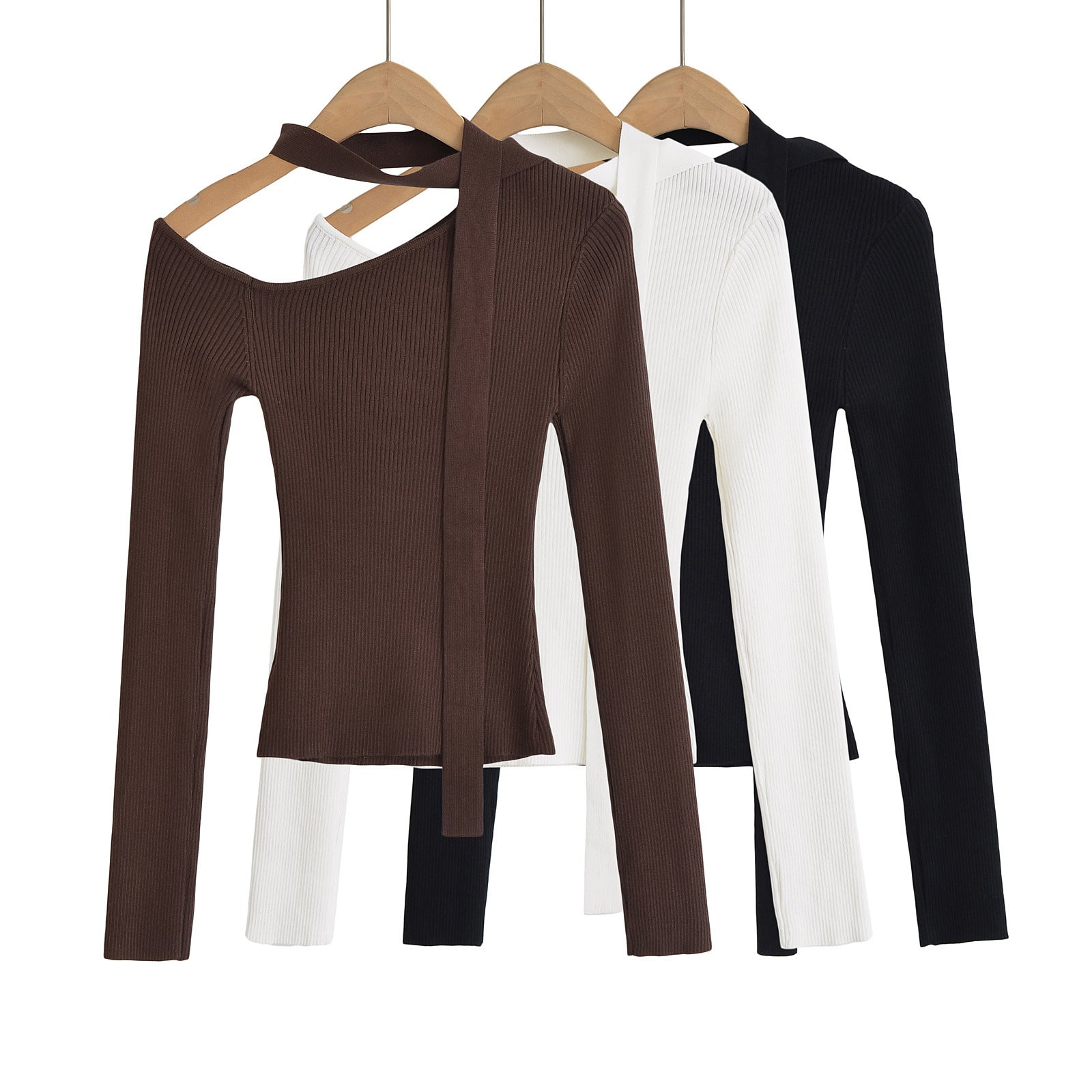 Slanted collar off shoulder top