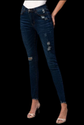 Distressed Mid-Rise Denim jeans (Dark Blue) | Lux Exclusive Fashion Series