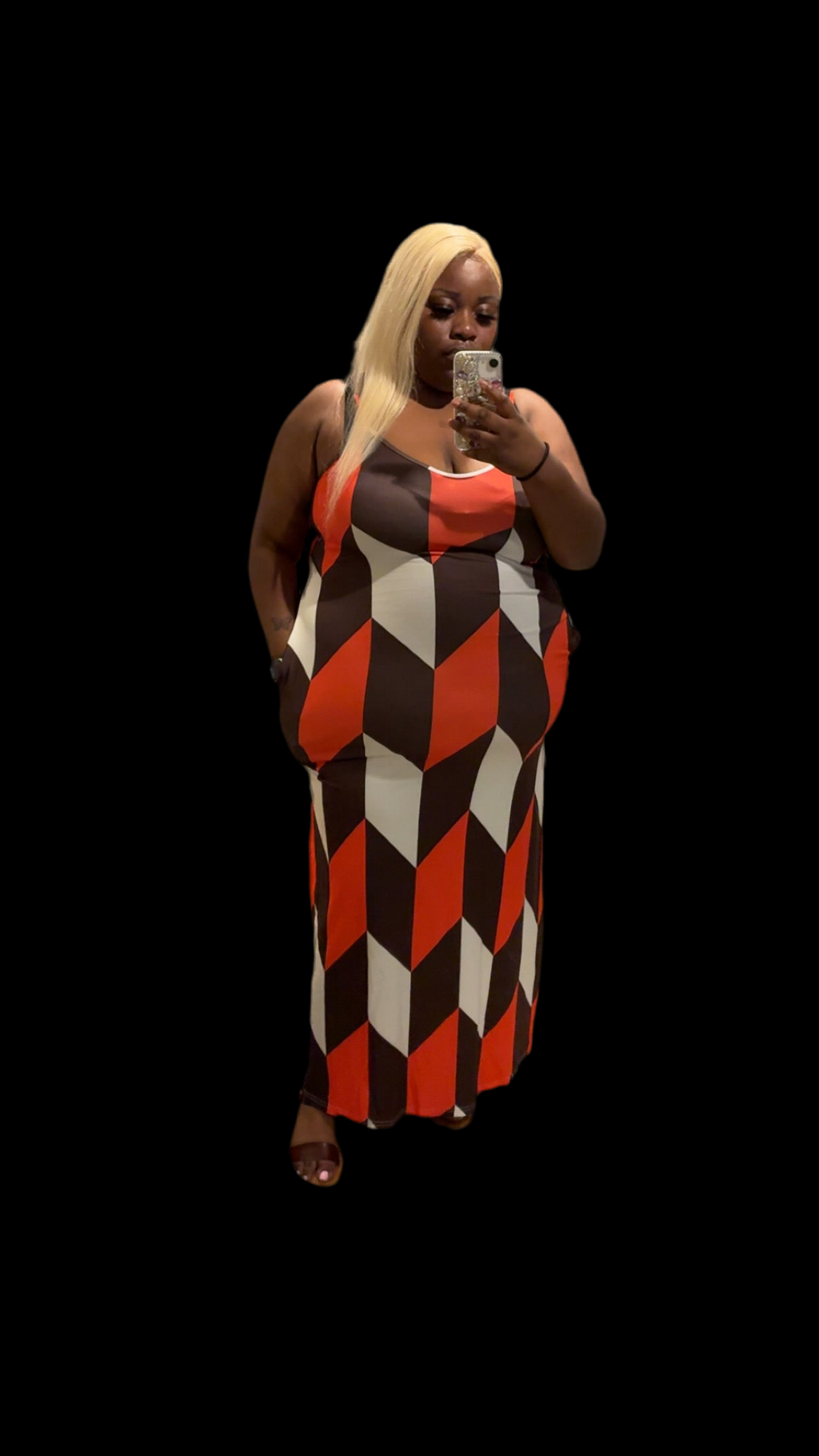 Patterned spaghetti Strap Dress | Plus Size