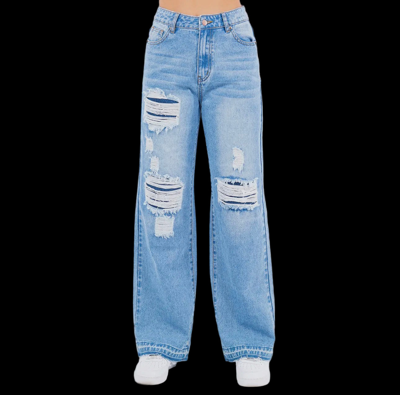 Wide leg hem jeans